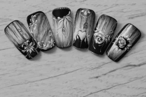 Baddie Simple Coffin Nails with Rhinestones definition